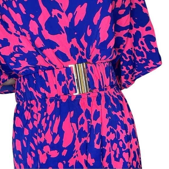 🌸 3/$15 NWOT - SHEIN LUNE Pink & Purple Printed Thigh-High Slit Dress Size XL/12 - Picture 8 of 8